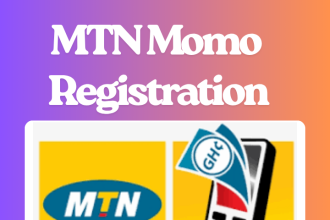 MTN MoMo registration graphic showing MTN logo and MoMo Registration text on techwavegh.com