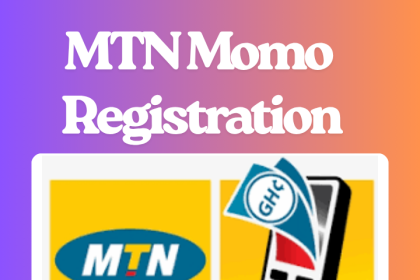 MTN MoMo registration graphic showing MTN logo and MoMo Registration text on techwavegh.com